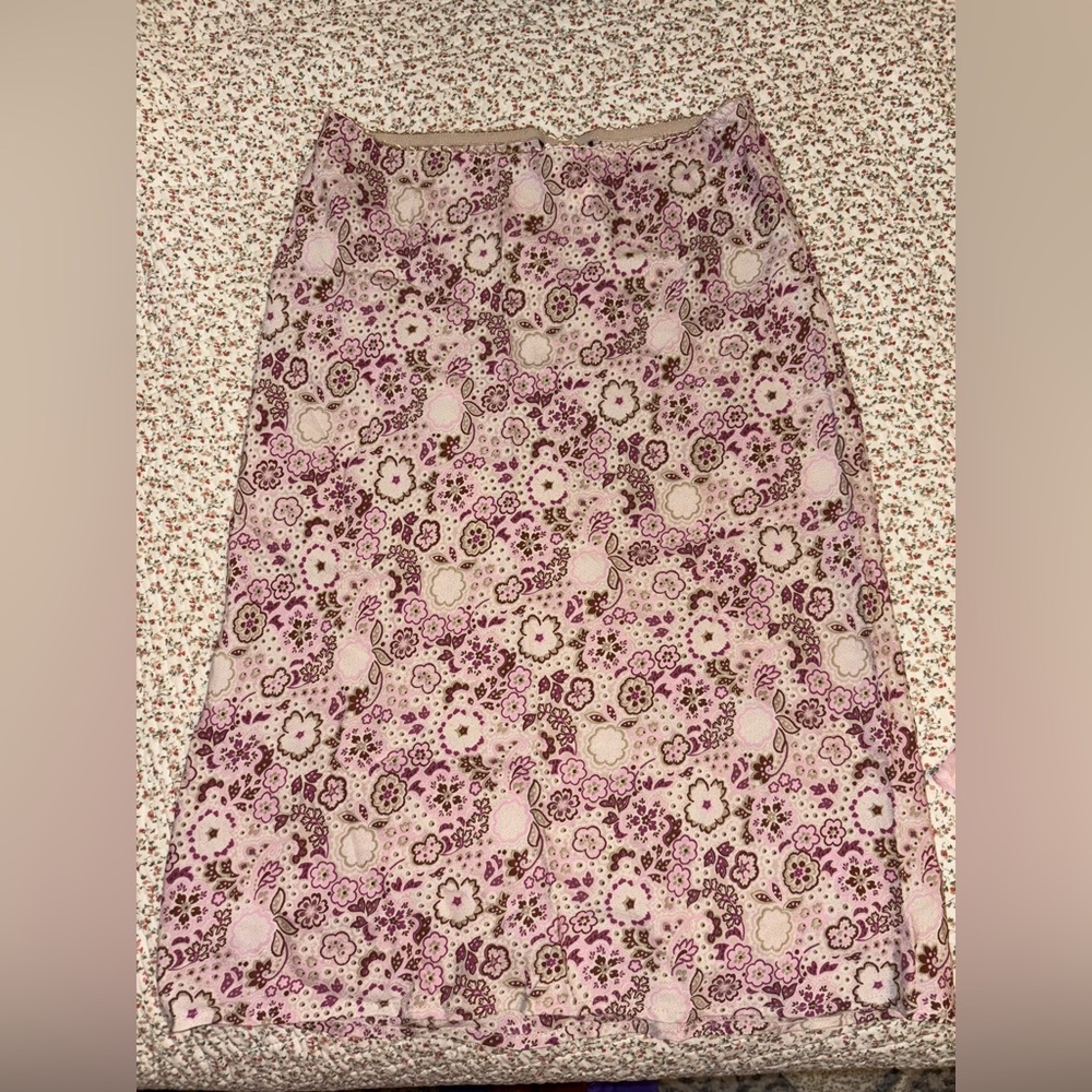 Vintage Made in Canada Floral Pink Midi Skirt